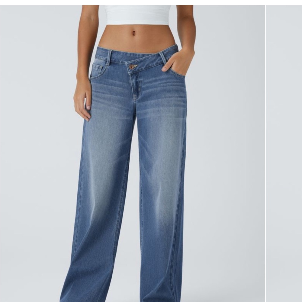 HALARA Women's Wide Leg Blue Jeans